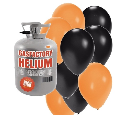 Helium tank with 50 Halloween balloons