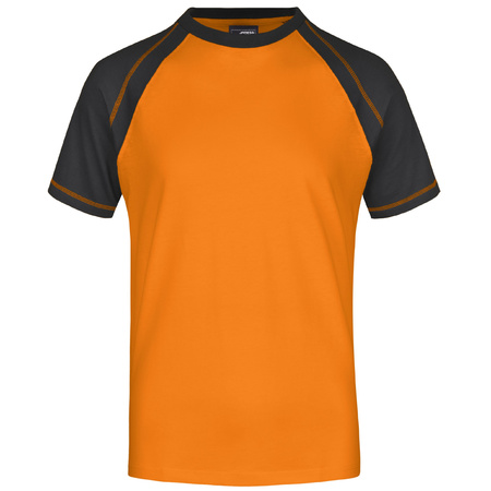 Herenkleding t-shirt oranje met zwart