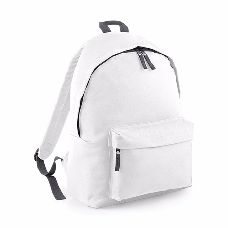 White/grey fashion backpack with front pocket 18 liters