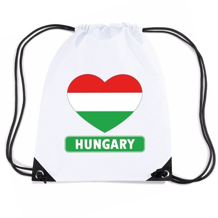 Hongarije hart vlag nylon rugzak wit