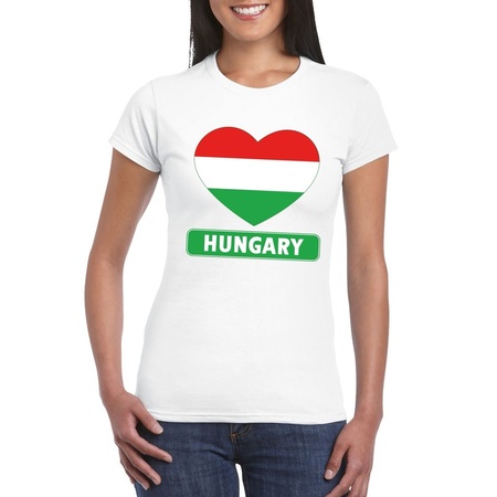 Hongarije hart vlag t-shirt wit dames