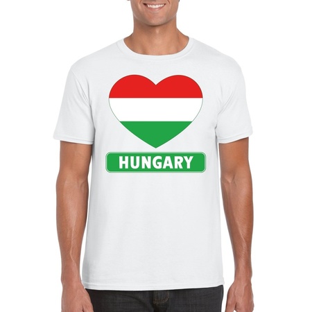 Hongarije hart vlag t-shirt wit heren