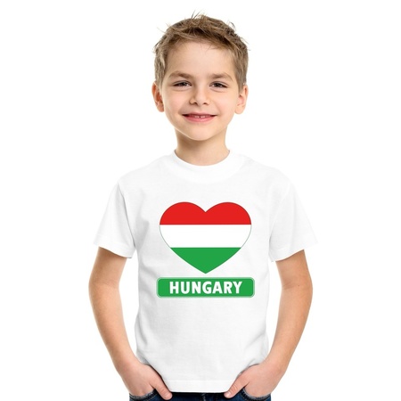 Hongarije hart vlag t-shirt wit jongens en meisjes