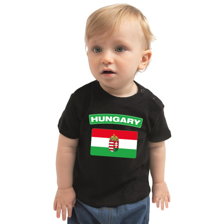 Hungary t-shirt met vlag Hongarije zwart voor babys