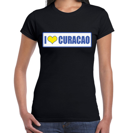 I love Curacao landen t-shirt zwart dames