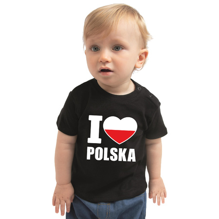 I love Polska t-shirt Polen zwart voor babys