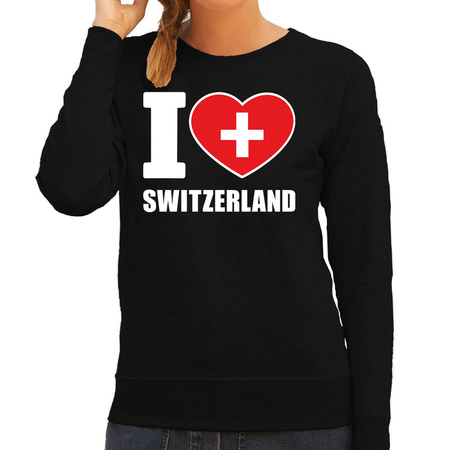 I love Switzerland sweater / trui zwart voor dames