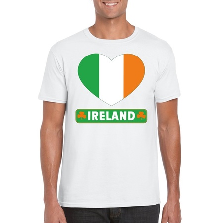 Ierland hart vlag t-shirt wit heren