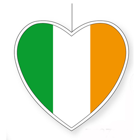 Ierland vlag hangdecoratie hartjes vorm karton 14 cm
