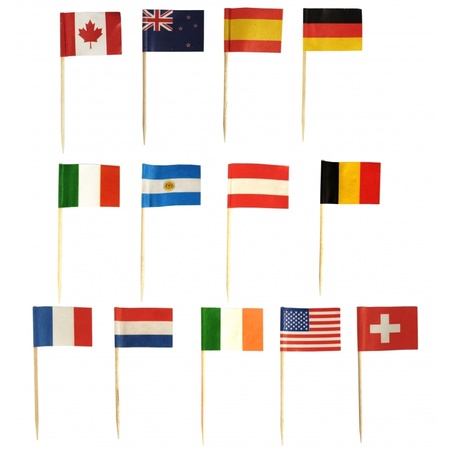 Internationale vlaggetjes prikkers 1000 stuks