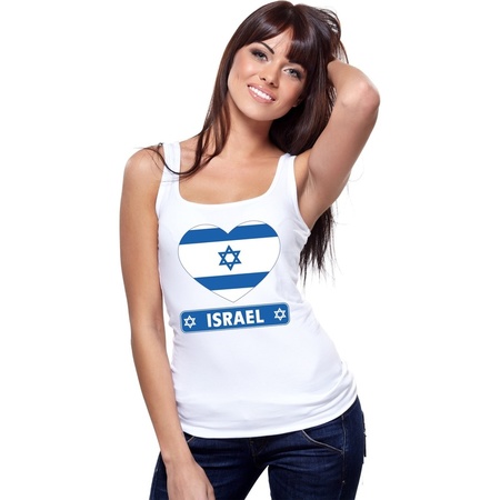 Israel hart vlag singlet shirt/ tanktop wit dames