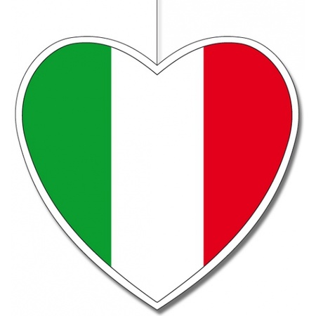 6-delige hou van Italie versiering set deco hanger en hartjes van 14 cm en 28 cm