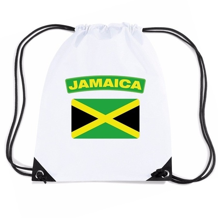 Jamaica nylon rugzak wit met Jamaicaanse vlag