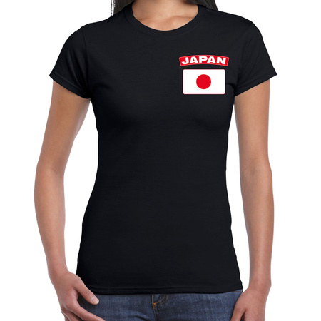 Japan t-shirt with flag black on chest for women