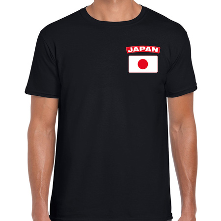 Japan t-shirt met vlag zwart op borst voor heren