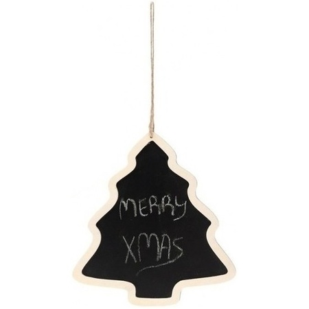 3x Christmas hangers wooden chalkboard various shapes 22 cm