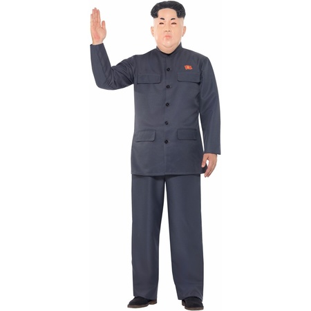 Kostuum leider Noord Korea met opblaas raket 87 cm