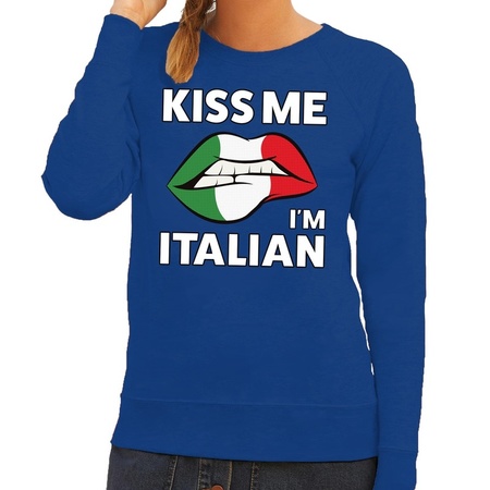 Kiss me I am Italian sweater blue woman