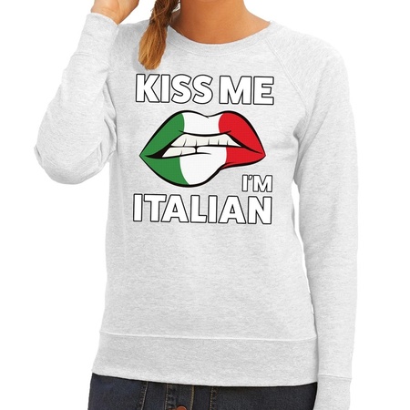 Kiss me I am Italian sweater grijs dames