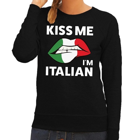 Kiss me I am Italian sweater zwart dames