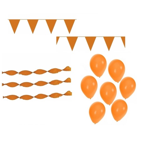 Koningsdag feestpakket met oranje versiering en decoratie