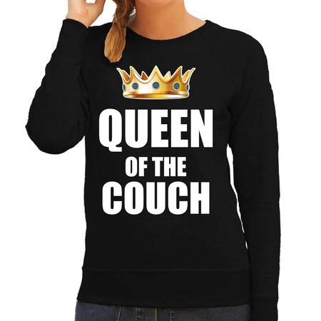Koningsdag sweater queen of the couch zwart voor dames