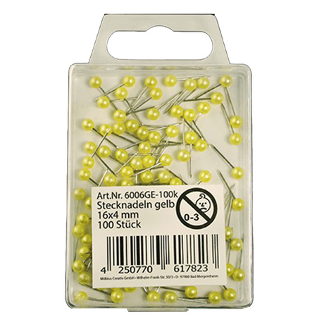 Head pins 100x pieces yellow 16 mm