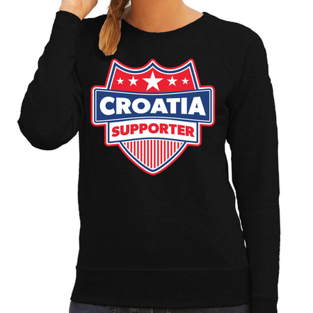 Kroatie / Croatia schild supporter sweater zwart voor dames