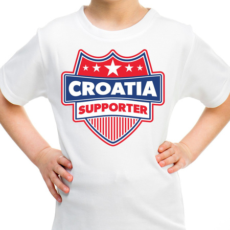 Kroatie / Croatia schild supporter  t-shirt wit voor kinderen