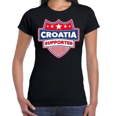 Kroatie / Croatia schild supporter t-shirt zwart voor dames