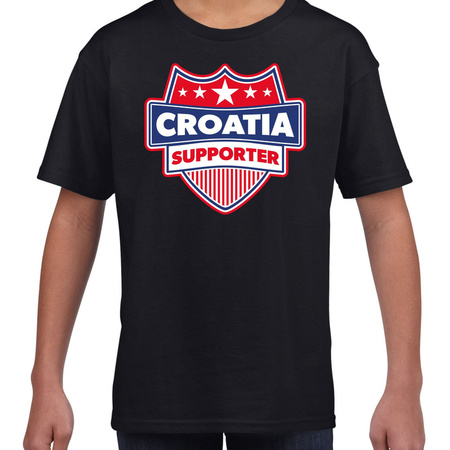 Kroatie / Croatia schild supporter  t-shirt zwart voor kinderen