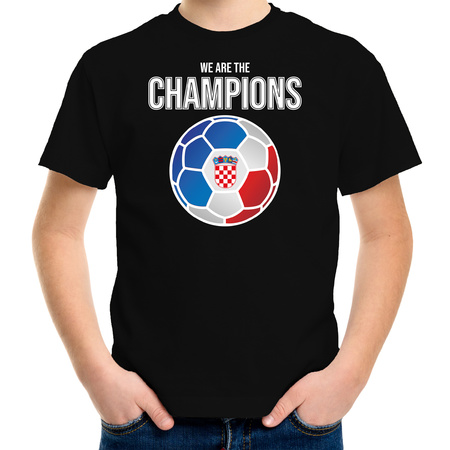 Kroatie EK/ WK supporter t-shirt we are the champions met Kroatische voetbal zwart kinderen