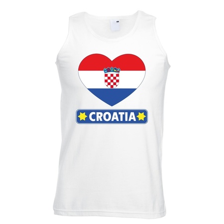 Kroatie hart vlag singlet shirt/ tanktop wit heren