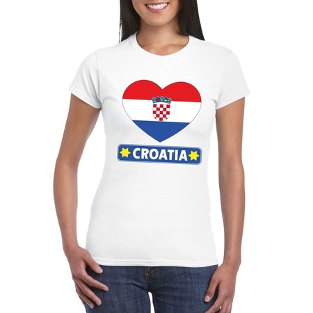 Kroatie hart vlag t-shirt wit dames