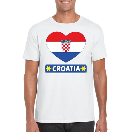Kroatie hart vlag t-shirt wit heren