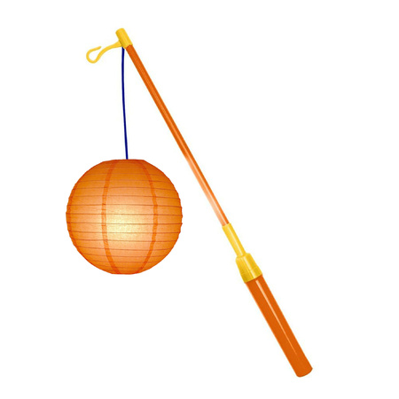 Lampionstokje 39 cm - met lampion - oranje - D25 cm