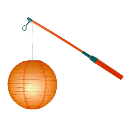 Lampionstokje 40 cm - met lampion - oranje - D25 cm