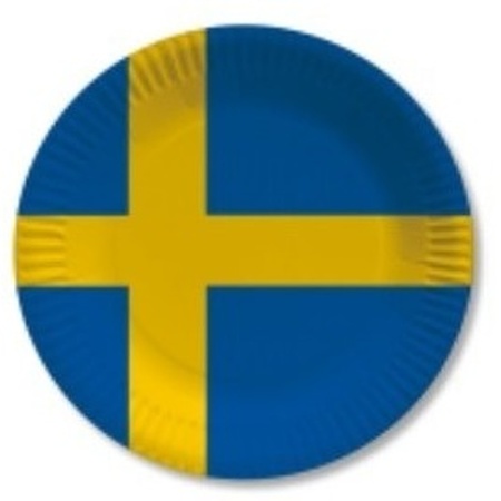 Landen thema versiering vlag Zweden wegwerp borden 10x stuks