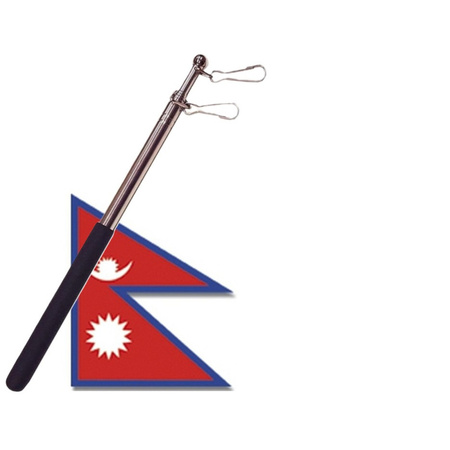 Landen vlag Nepal - 90 x 150 cm - met compacte draagbare telescoop vlaggenstok - supporters