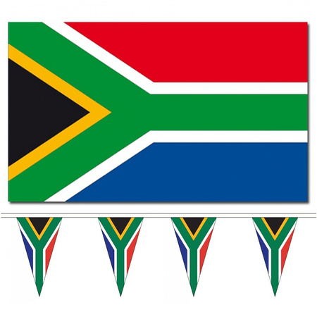 Landen vlaggen versiering set - Zuid-Afrika - Vlag 90 x 150 cm en vlaggenlijn 5 meter