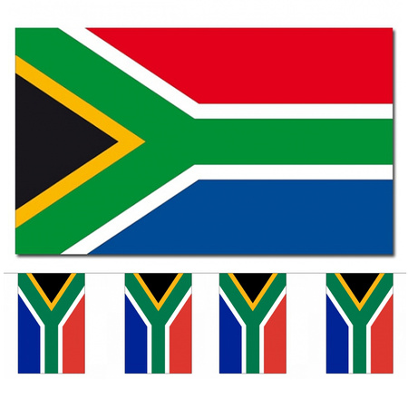 Landen vlaggen versiering set - Zuid-Afrika - Vlag 90 x 150 cm en vlaggenlijn 9 meter