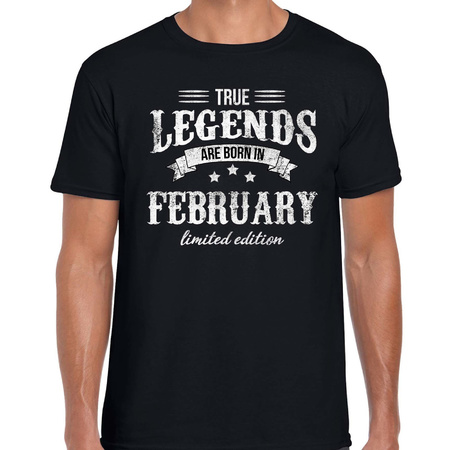 Legends are born in February cadeau t-shirt zwart voor heren - Verjaardag shirts