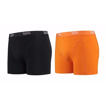 Lemon and Soda boxershorts 2-pak zwart en oranje 2XL
