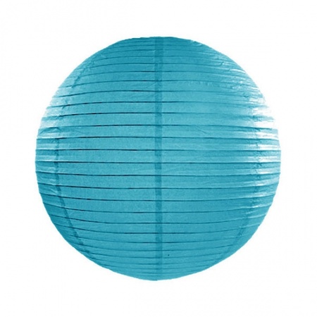 Feest versiering ronde turquoise blauw lampion 25 cm