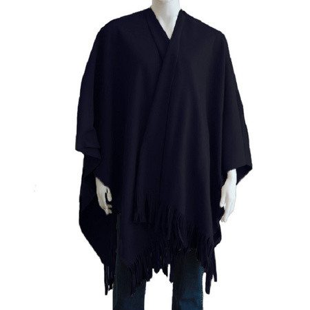 Luxurious shawl/poncho - navy blue - 180 x 140 cm - fleece
