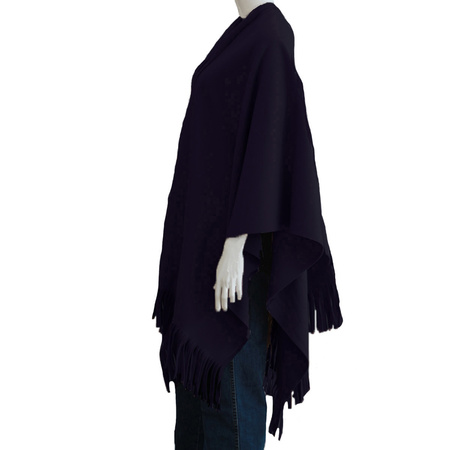 Luxurious shawl/poncho - navy blue - 180 x 140 cm - fleece