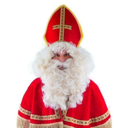 Luxe Sinterklaas pruik met baard en snor
