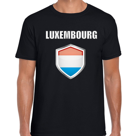 Luxemburg landen supporter t-shirt met Luxemburgse vlag schild zwart heren