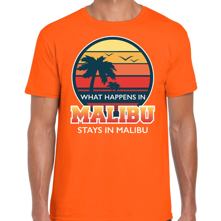 Malibu t-shirt / shirt What happens in Malibu stays in Malibu orange for men