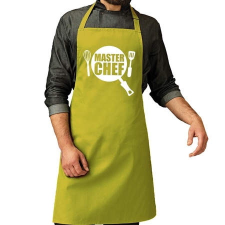 Master chef barbeque schort / keukenschort lime groen voor heren